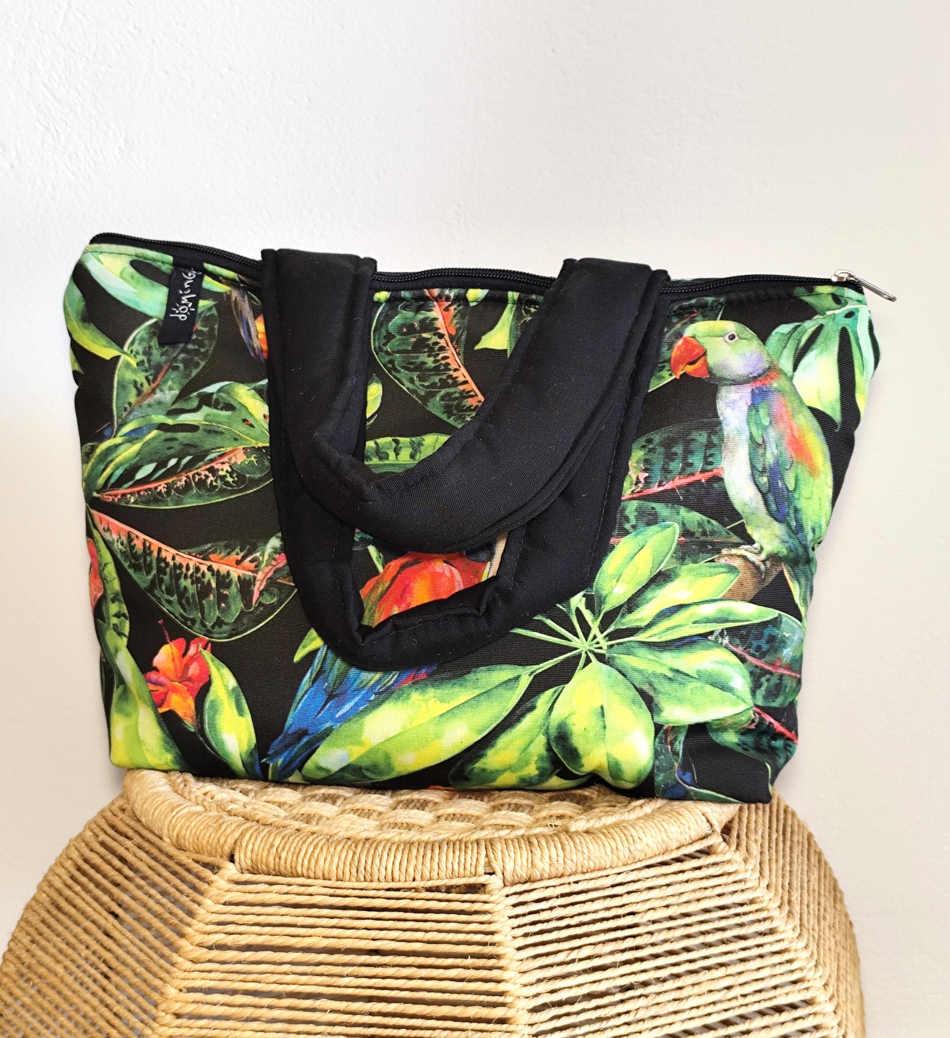 Puffer tote bag jungle black 02